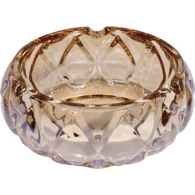 5in Round Amber Raindrop Glass Ashtray