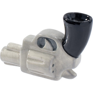 3.5in Hand Gun Ceramic Pipe - Wacky Bowlz