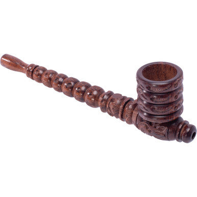 6in Carved Wooden Pipe (Color Varys)