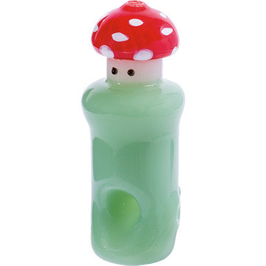 3.75in Red Top Mushroom Green Hand Pipe