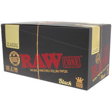 32 Ct. 3pk. Raw Black Pre-Roll Cone King Size
