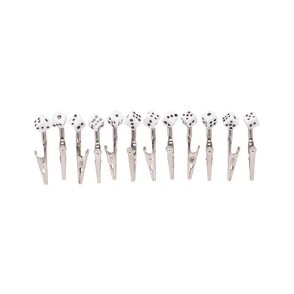 12pk. White Dice Top Roach Clips
