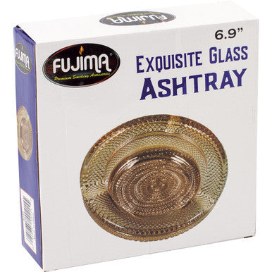 Round Amber Electroplated Glass Ashtray 6.75"