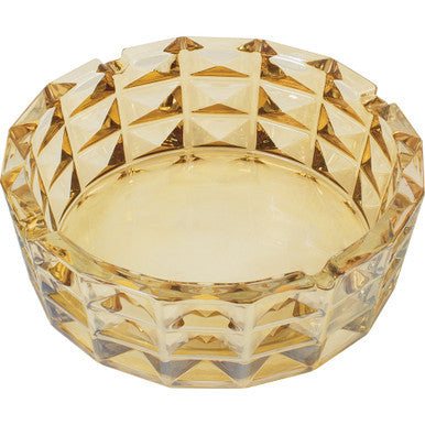 Round Amber Electroplated Glass Ashtray 7.75"