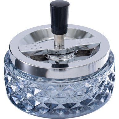4.75" Glass Spinning Ashtray - Blue