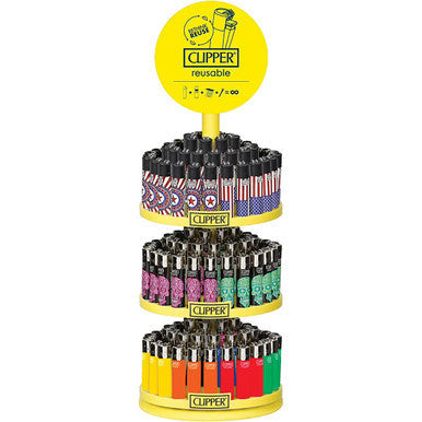144Ct.Mix Clipper Lighters Carousal+ 12 Free Lighters