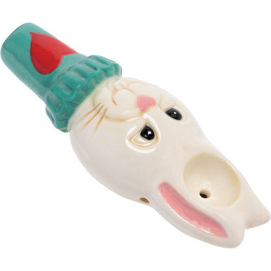 3.5" White Rabbit Ceramic Pipe - Wacky Bowlz