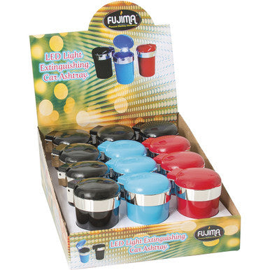 12ct. Asst. Color Self Extin. Ashtray W/ Led Light