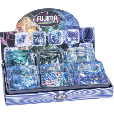 6ct. 4.5in Square Glass Ashtray - Wolves