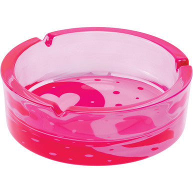 6.25" Pink Yin Yang Hearts Glass Ashtray