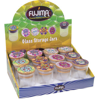 12Count Sugar Skull Glass Stash Storage Jar 2 Fl Oz