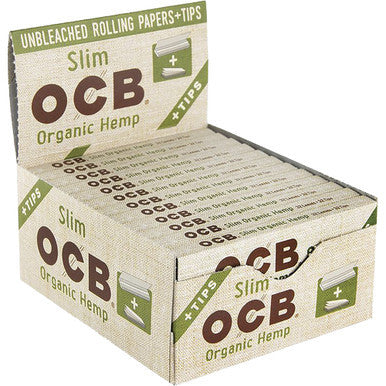 24 Ct. Ocb Unbleach Organic Hemp King Slim W/ Tips