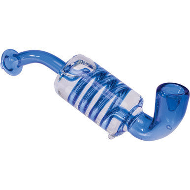 7in Blue Coil Glycerin Sherlock Hand Pipe