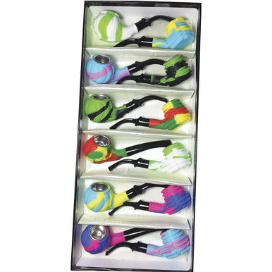 12Ct. Asst. Silicone Mix Pipes W/ Metal Bowl