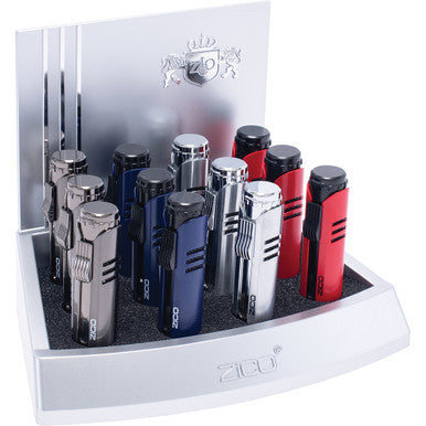 12Ct Zico Single Jet Torch Lighter with Punch