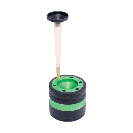 Green Aluminium Grinder w/ Cone Holder & Funnel