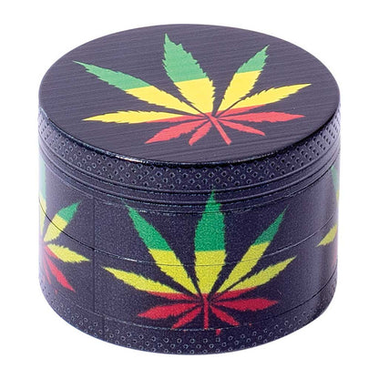 12ct. 4 Part Leaf Design Grinder 50mm. Zinc Alloy