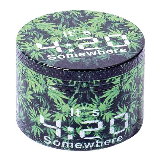 12ct. 4 Part Leaf Design Grinder 50mm. Zinc Alloy