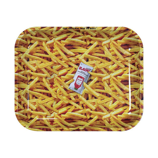 Large Raw Rolling Metal Tray French Fries